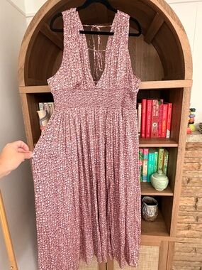 J. Crew Blush Pink Floral V-Neck Maxi Dress